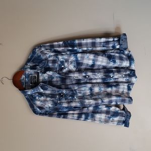 BKE standard fit XL blue and white plaid